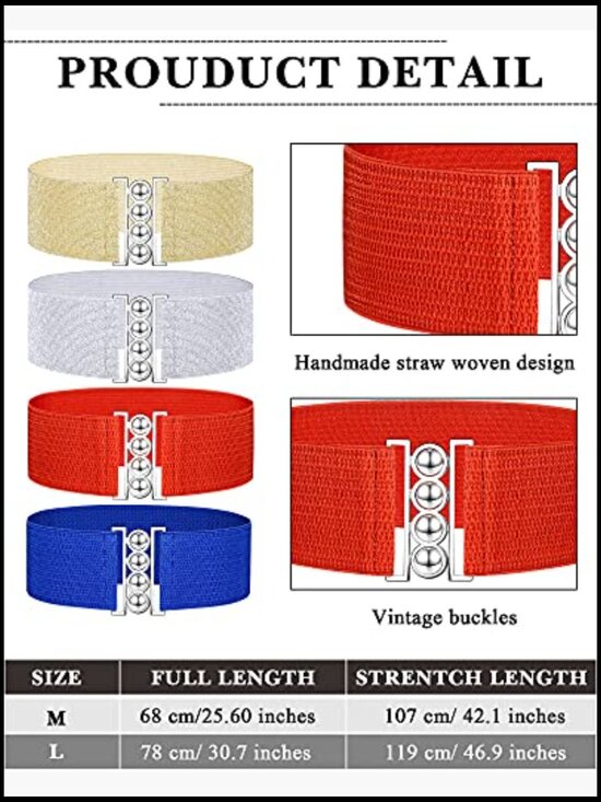 Wide Elastic Stretch Belt with Alloy Buckle for Women main image 6